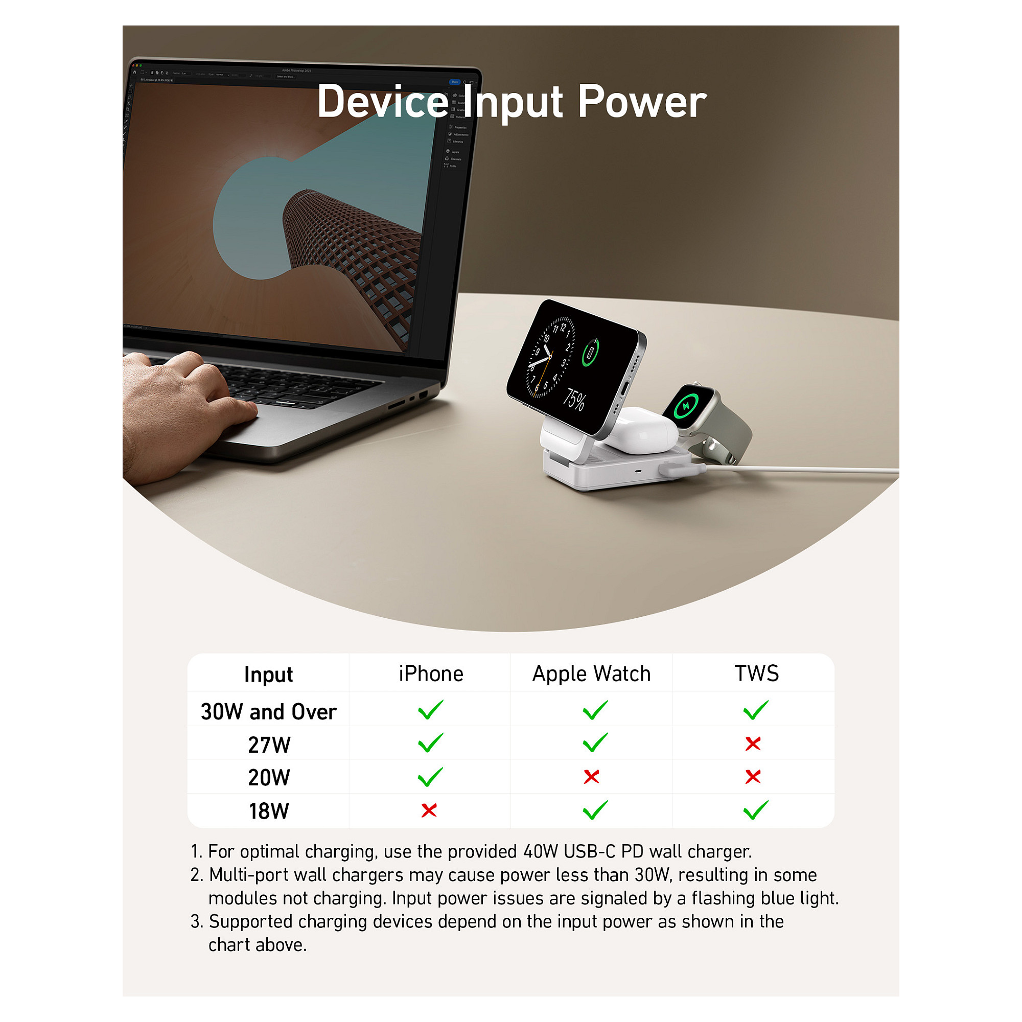 Aksesorë për telefon Anker MagGo Wireless Charger 15W 3-in-1 Charging Station - 9
