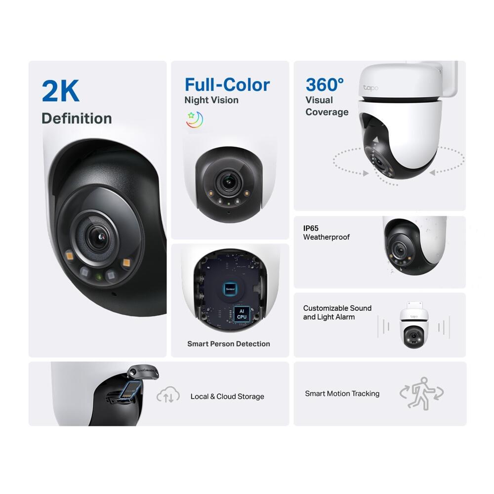 Kamerë Sigurie IP CCTV TP-Link Tapo C510W, 2K, 3.9mm, Dome (PTZ) – Bardhë/Zezë - 2
