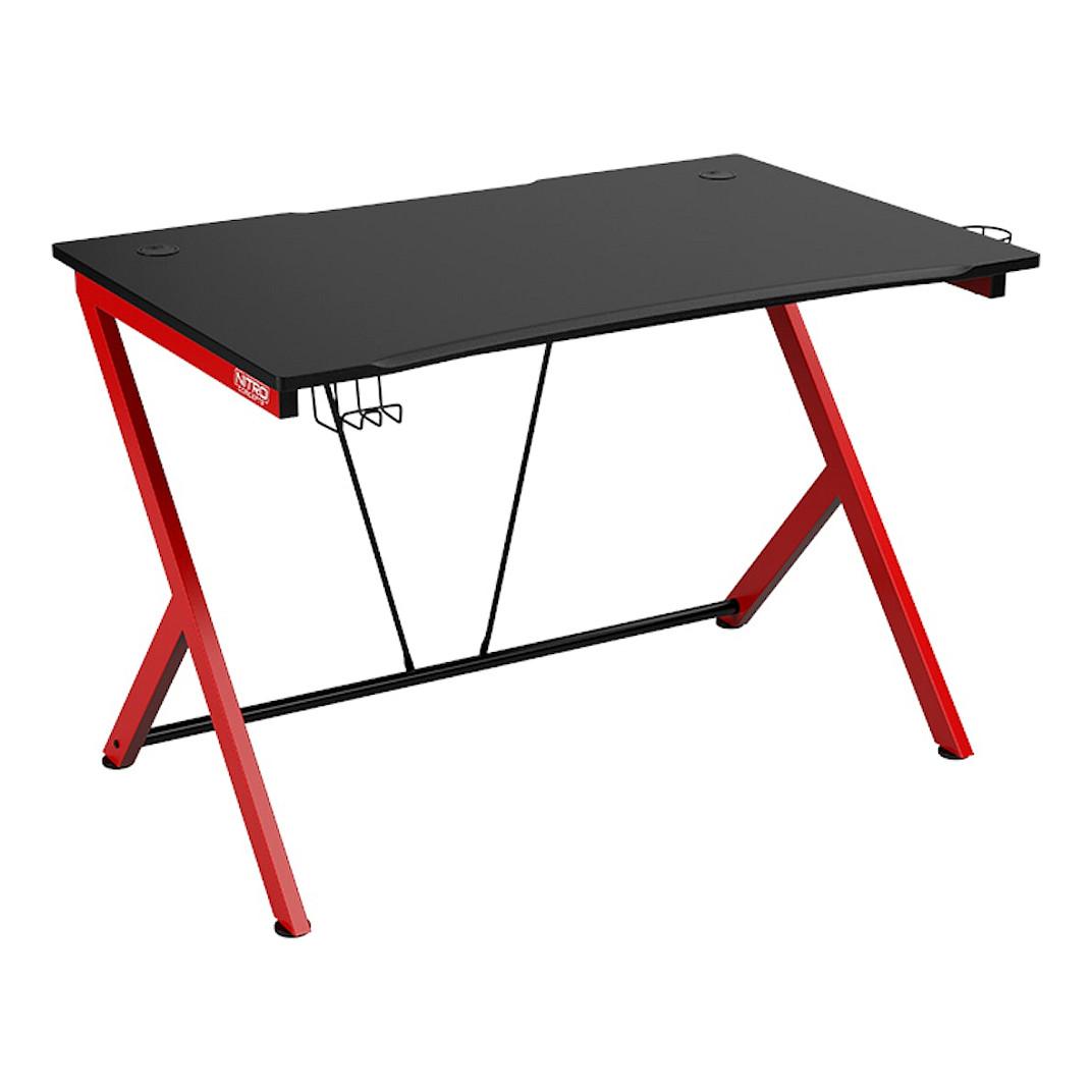 Tavolinë Gaming Nitro Concepts D12 / 1160 x 750 x 760 mm / MDF 18 mm / Konstruksion Çeliku / Mbajtëse për Kufje dhe Pije / NC-GP-DK-010 - Zezë/Kuqe