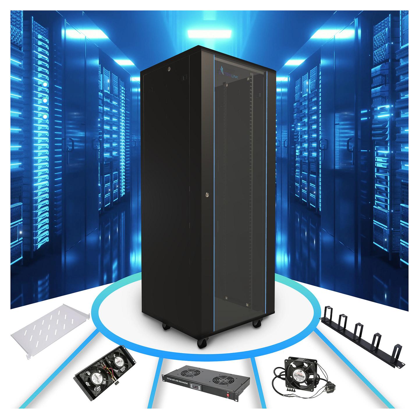 Rack Extralink EX.8611 / 42U / 600 × 1000 mm / 19" / Freestanding - Zezë - 11