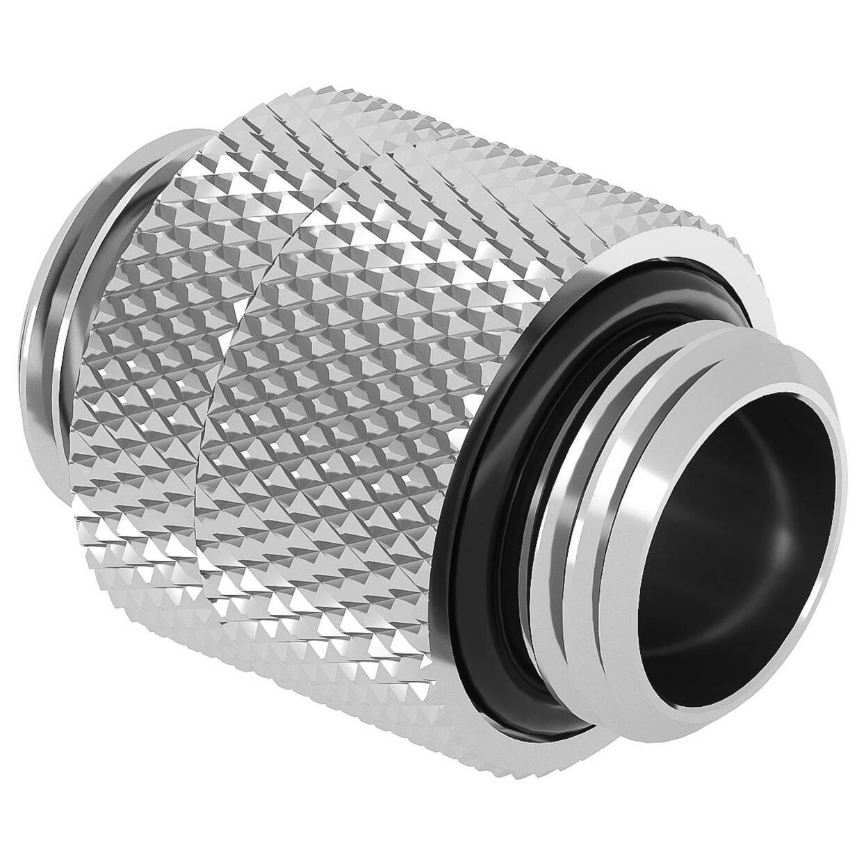 Adapter për Ftohje Barrow, i Drejtë, 2× G1/4" Mashkull, Rrotullues - Bardhë/Argjend