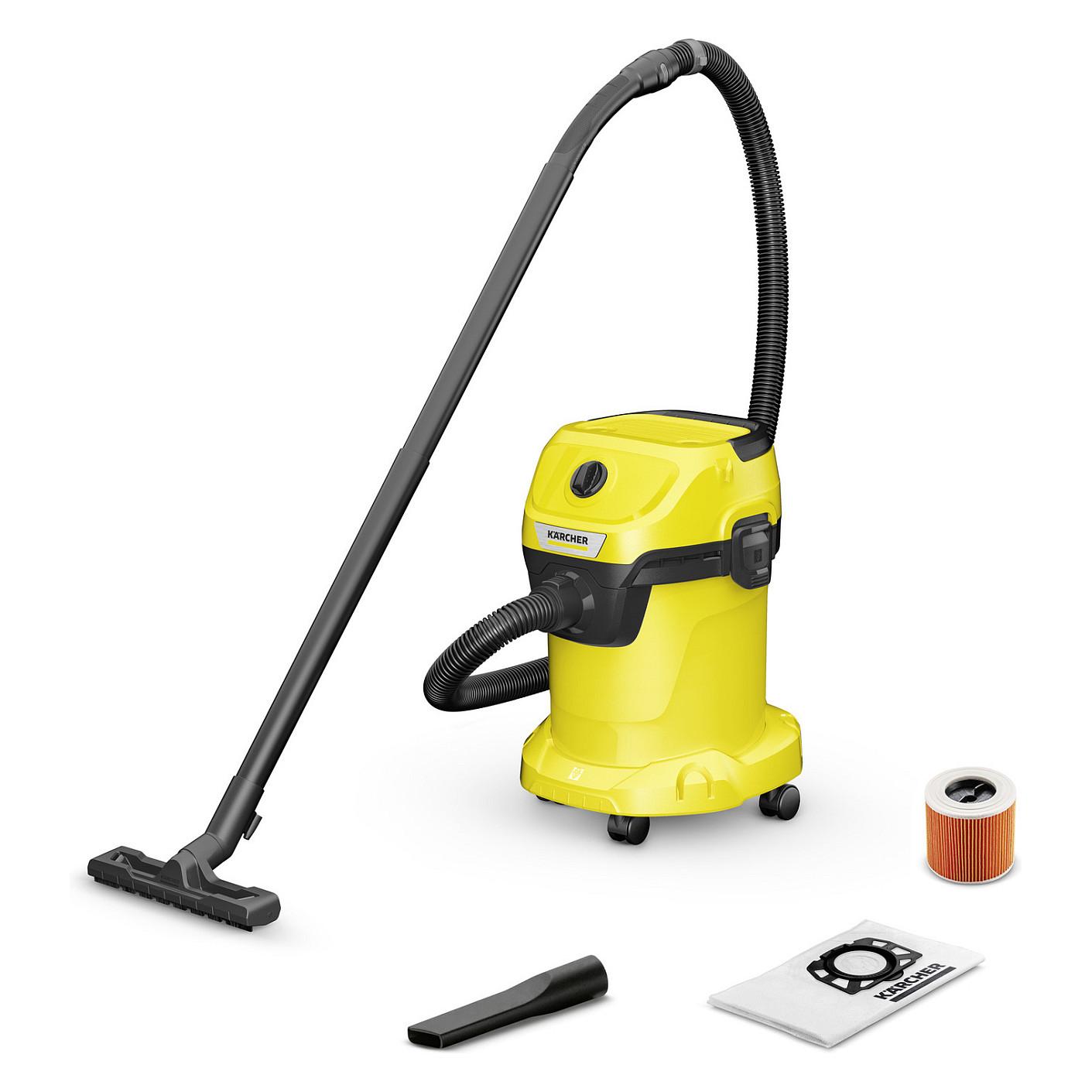Fshesë me Vakum Kärcher WD 3 V-17/4/20 / Wet & Dry / 1000W / 17L / 4m - Verdhë/Zezë - 1