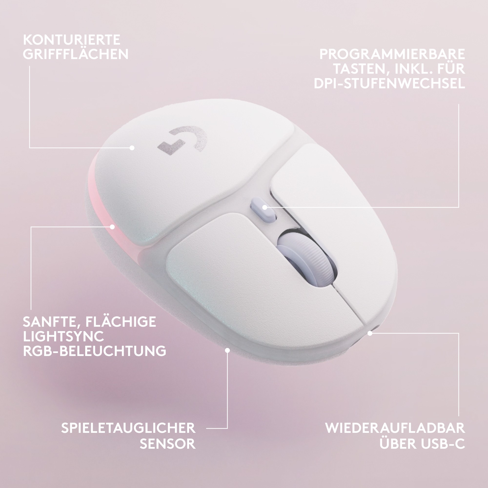 Maus Gaming – Logitech G705 -Bardhë - 10