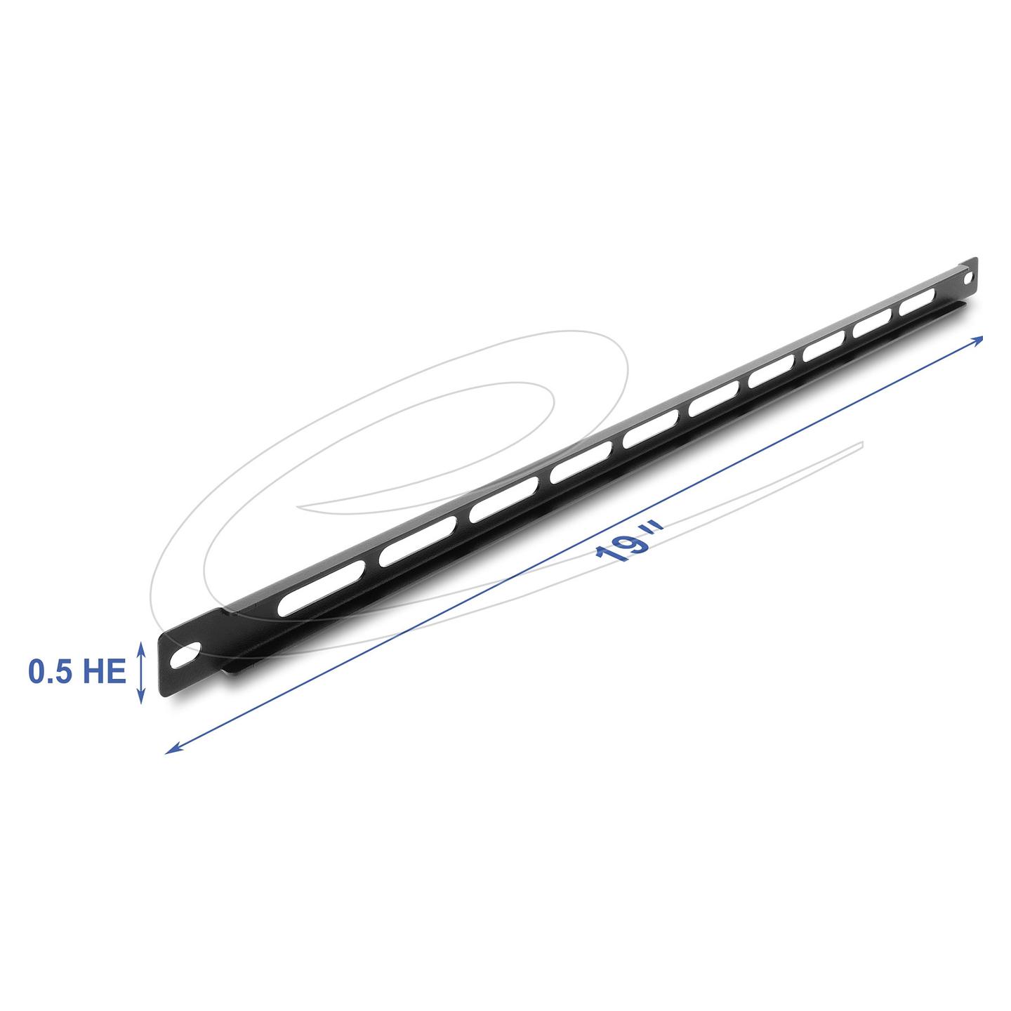 Panel për Menaxhimin e Kabllove DeLOCK 67459 , 19" , 0.5U , me fiksim për lidhëse kabllosh - Zezë