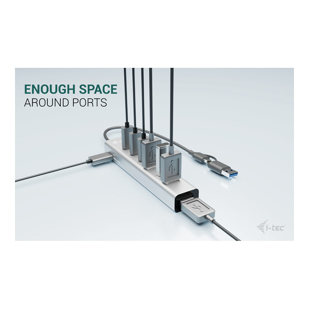 Hub I-TEC USB-C / USB-A / 7 Porta / 3x USB-C 3.2 Gen 1 / 4x USB-A 3.2 Gen 1 - Metalik - 9