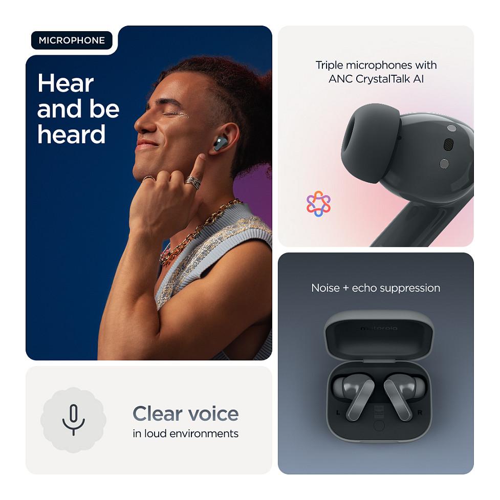 Kufje pa kabllo Motorola Moto Buds Bass / Bluetooth 5.3 / 12.4mm / ANC / Hi-Res Audio - Dark Shadow - 15
