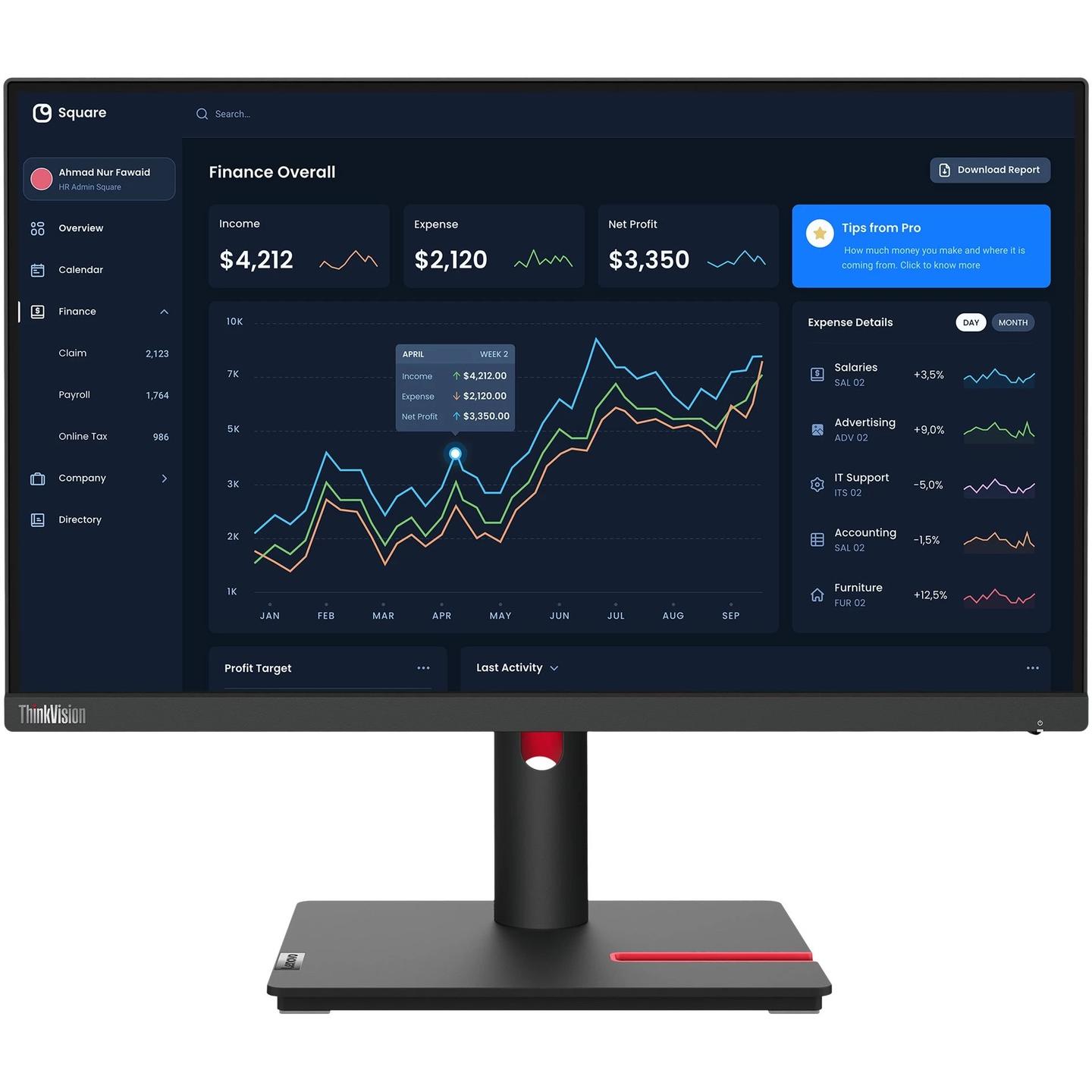 Monitor Lenovo ThinkVision T22i-30, 21.5", Full HD IPS, 60Hz, 4ms, HDMI+DP+VGA+USB - Zezë
