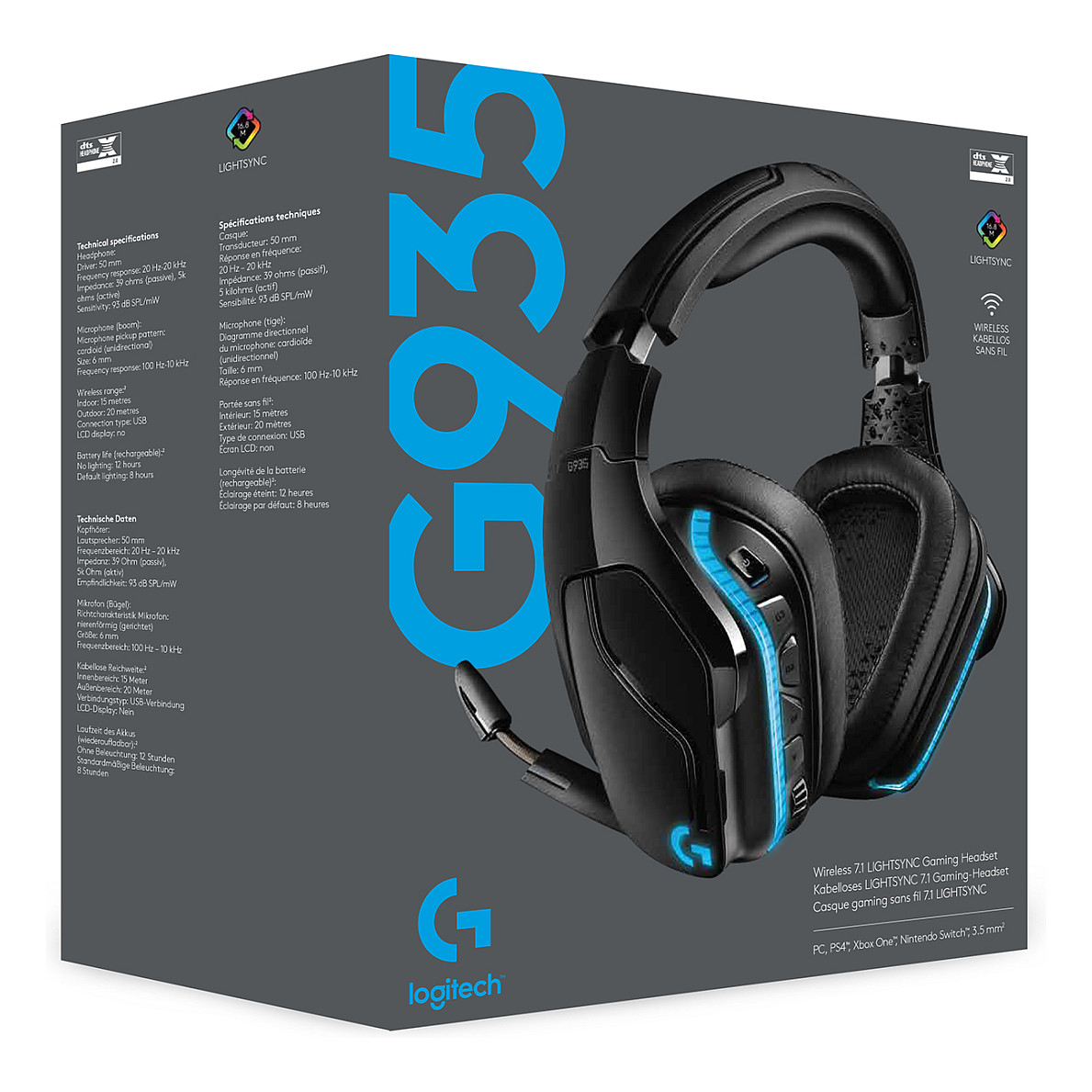 Kufje Gaming Logitech G935/ 7.1 Surround Sound/ Microphone/ Wireless/ PC / PS4/ Xbox/ Të zeza - 19