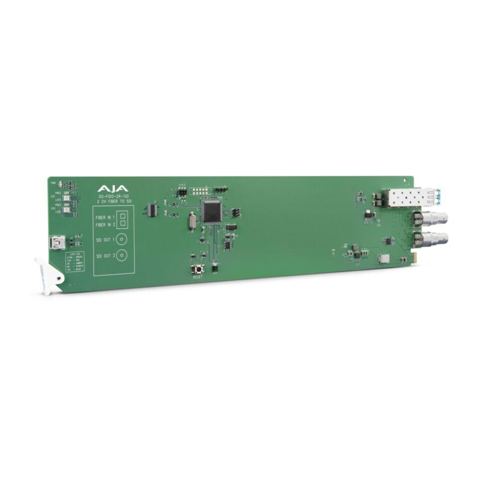 Konvertues Video AJA OG-FiDO-2R-12G, 2-Kanal, Fibër Single-Mode LC në 12G-SDI, deri 10km, 12G/6G/3G/HD/SD-SDI, openGear, Hot-Swappable - Zezë