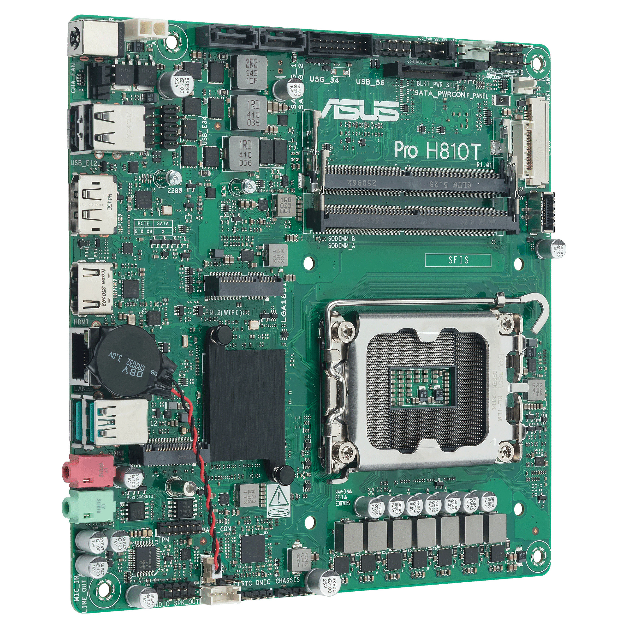 Pllakë Amë ASUS Pro H810T-CSM / Intel LGA1851 / H810 / DDR5 SO-DIMM / Thin Mini ITX / Gigabit LAN - 2