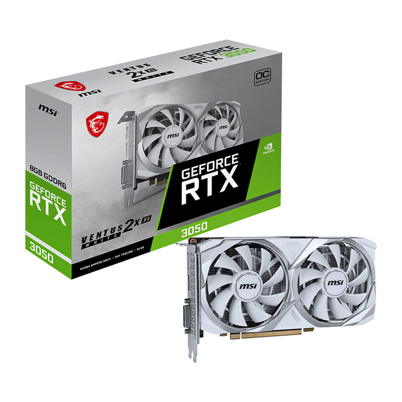 Kartë Grafike NVIDIA MSI GeForce RTX 3050 VENTUS 2X XS WHITE OC / 8GB GDDR6 / Dual Fan - Bardhë - 2