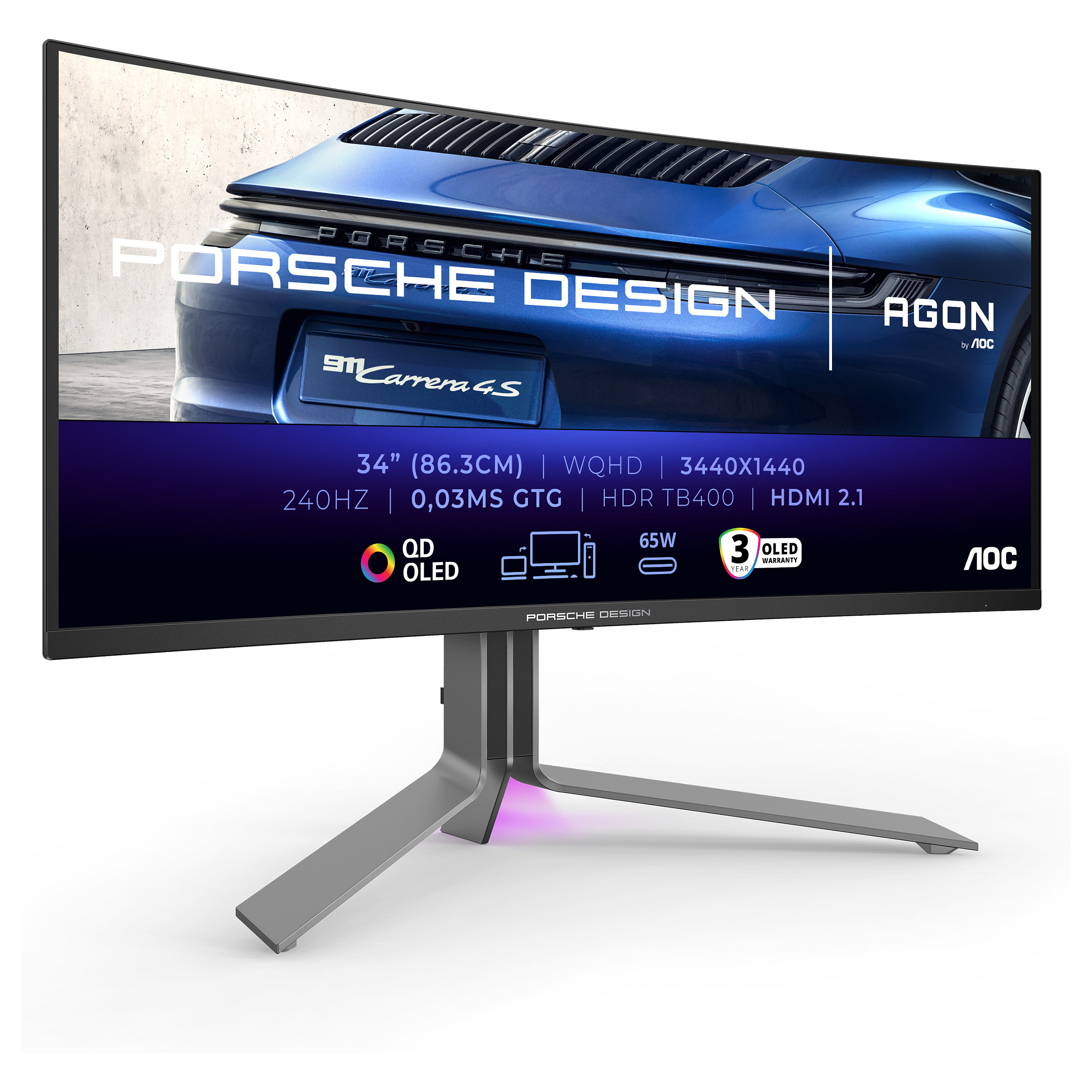 Monitor Gaming AOC AGON PRO PD34 / 34" / WQHD QD-OLED / 240 Hz / 0.03 ms / DP + HDMI + USB - Zezë - 19