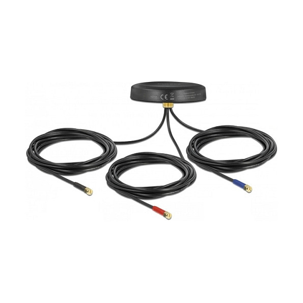 Antena për rrjet DELOCK Multiband LTE/UMTS/GSM/GNSS / 3×SMA Male / Omnidirectional / Outdoor – Zezë - 1