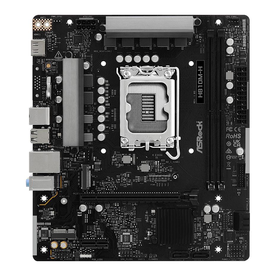 Pllakë Amë ASRock H810M-H / Intel LGA1851 / H810 / DDR5 / Micro ATX / M.2 / SATA III / Gigabit LAN - 2