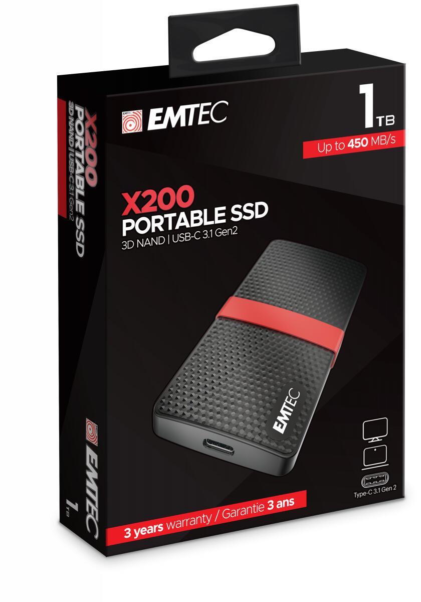 SSD e Jashtme Emtec X200 / 1TB / USB-C 3.2 Gen 1 / 450MB/s Read / 420MB/s Write – Zezë/Kuqe - 2