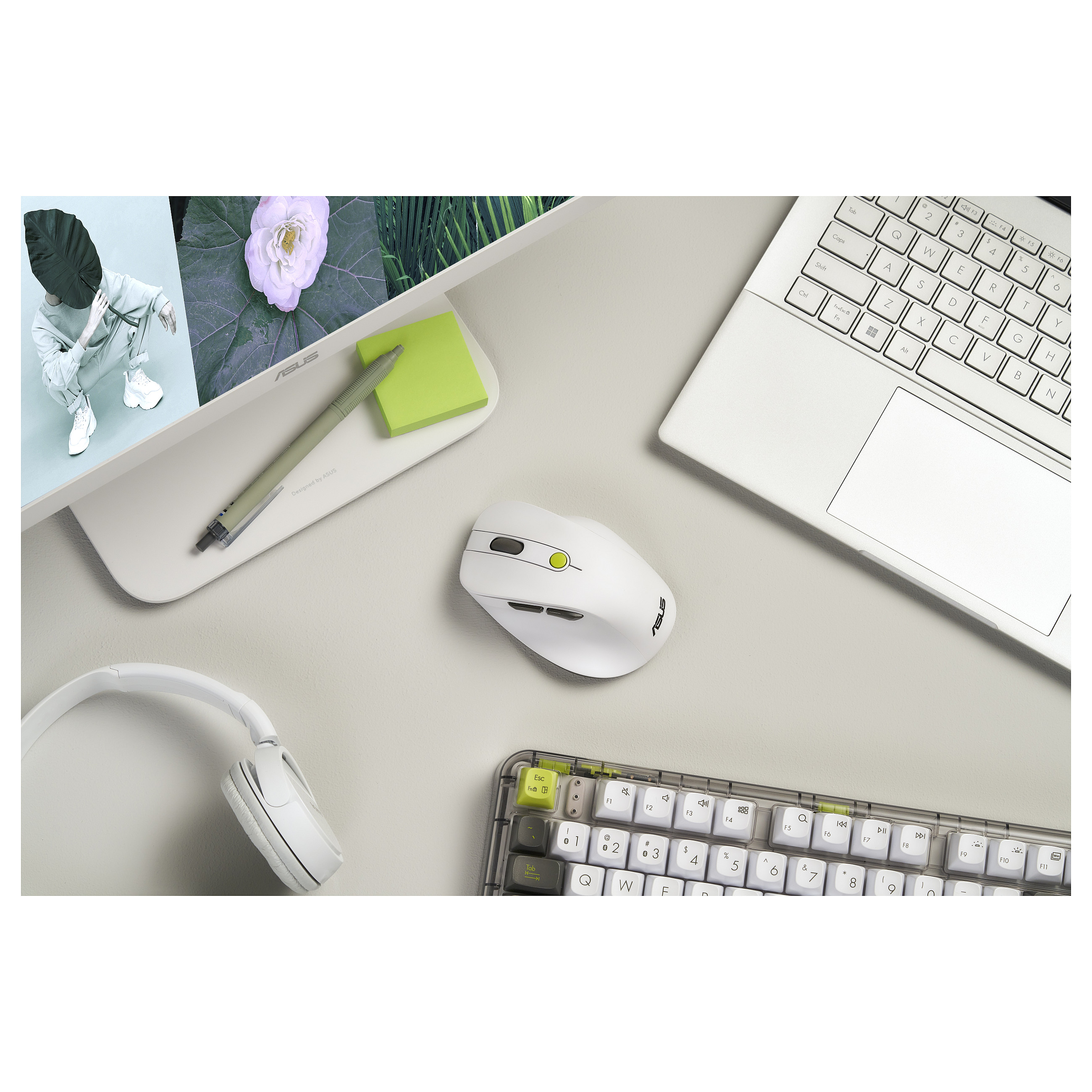 Maus pa kabllo ASUS MD105 / 2400 DPI / Wireless + Bluetooth - Bardhë/Gjelbër - 6