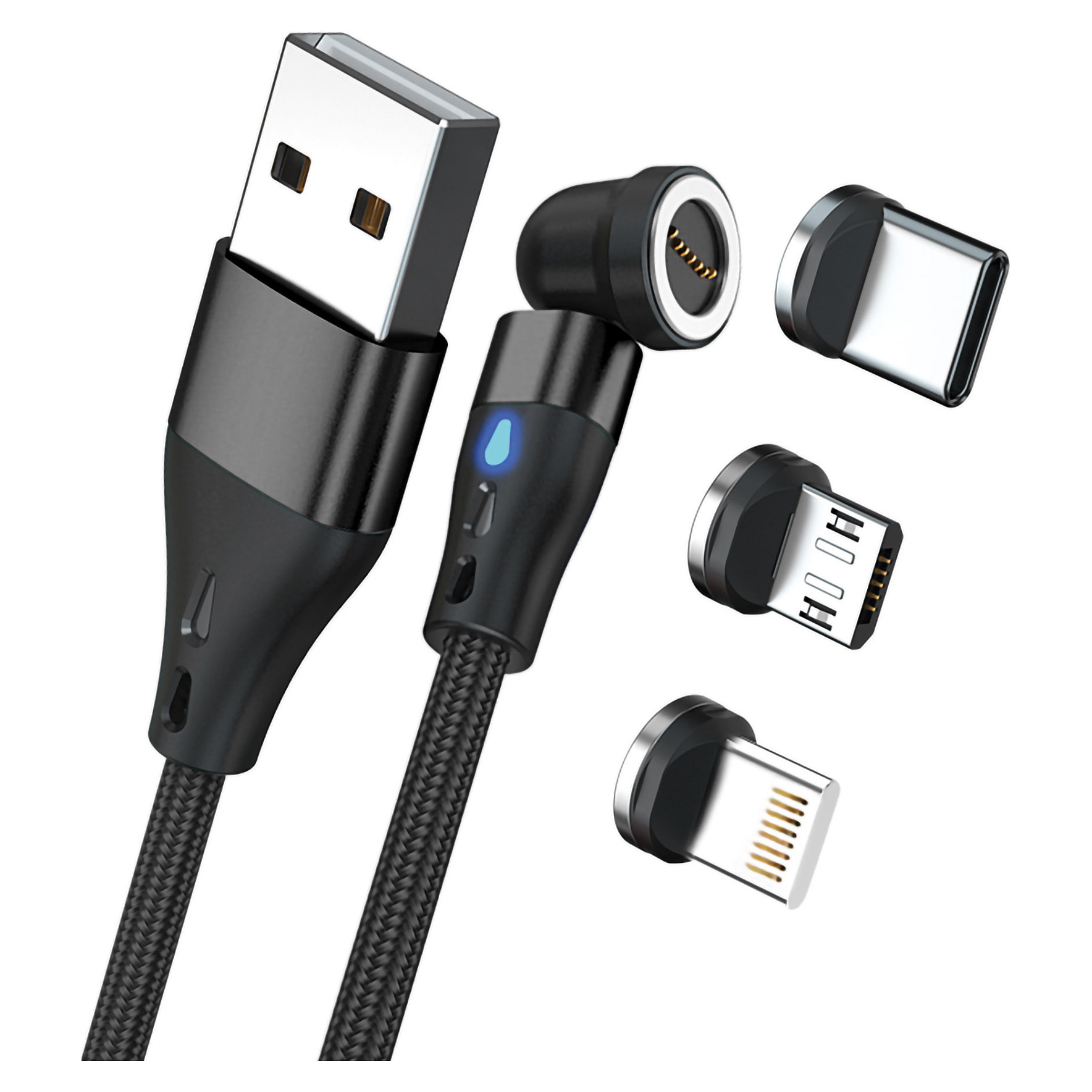 Kabllo RealPower MagneticCharge3 / USB-A → Magnetik / 1m / 3A / 6 Adapterë