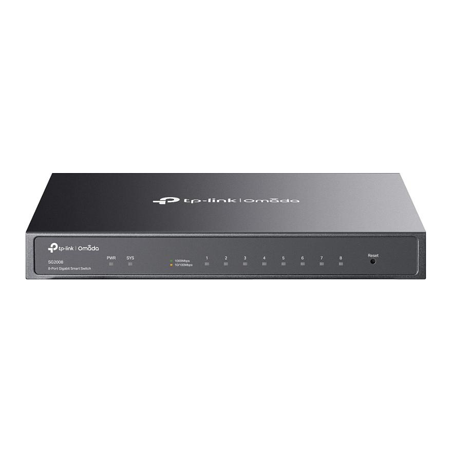 Switch TP-Link Omada SG2008, 8 porta Gigabit Ethernet RJ45, Switching Capacity 16Gbps, Managed Layer 2+, Static Routing, pa ventilator - Hiri - 1