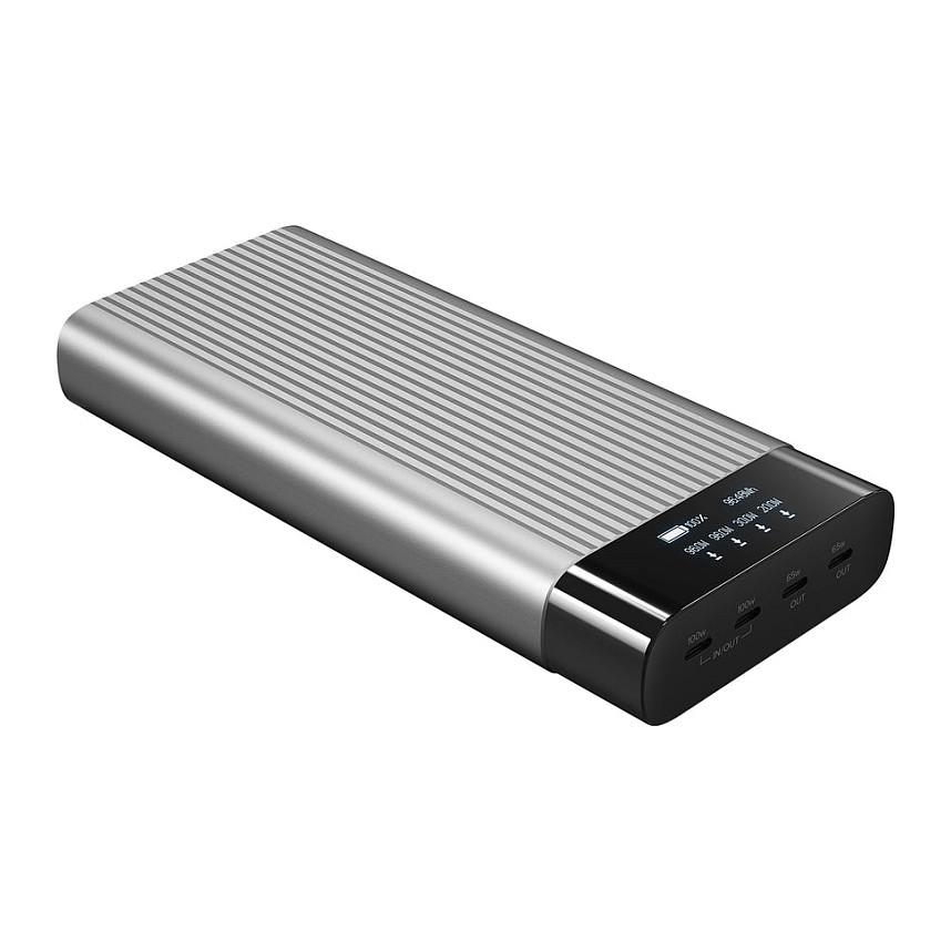 Powerbank HYPER HyperJuice HJ245B, 27000mAh, 245W, 4x USB-C, 2x 100W + 2x 65W, OLED - Zezë, Argjend - 2
