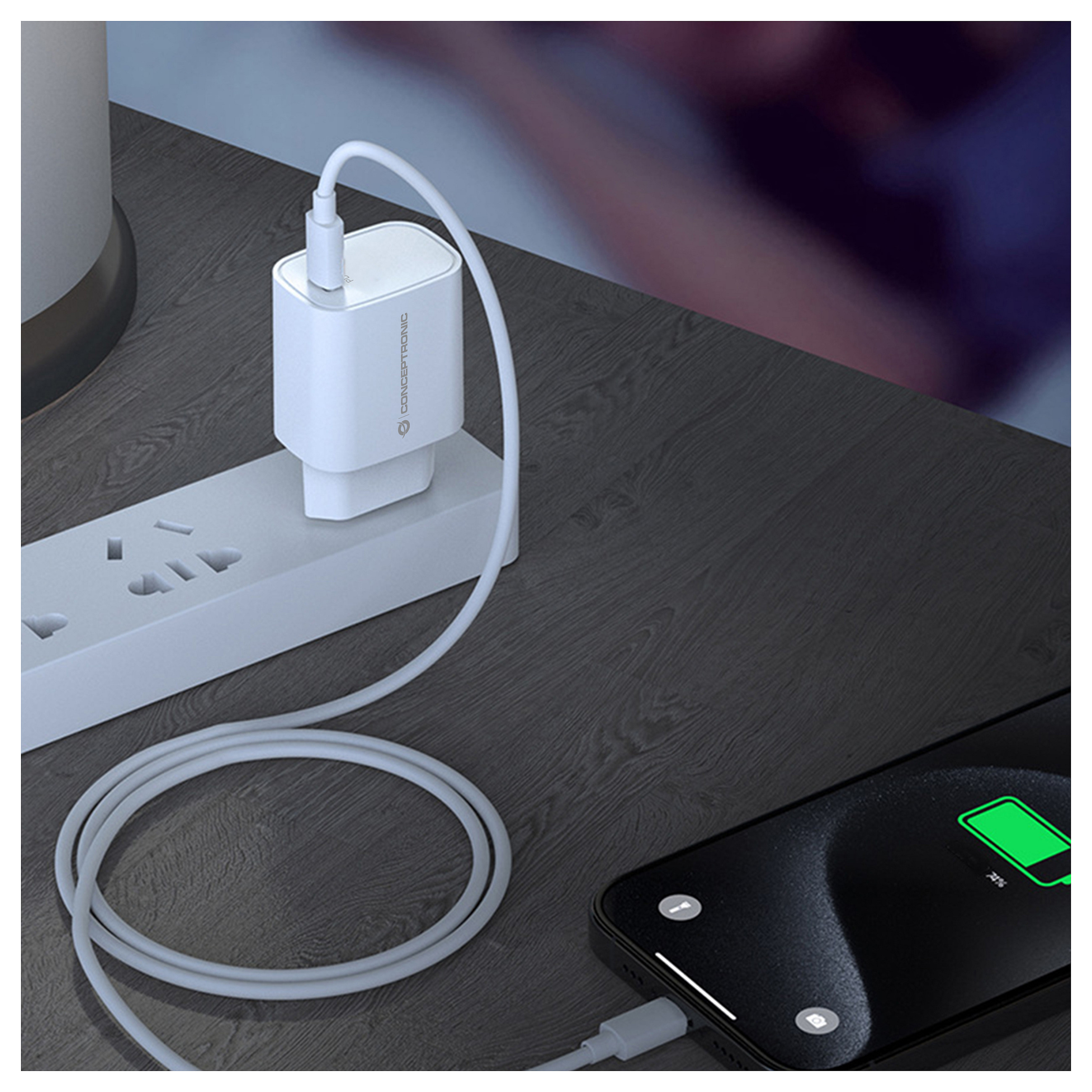 Adapter  Conceptronic 1-Port USB-C Charger Top-Port / 20W / PD 3.0 – Bardhë - 7