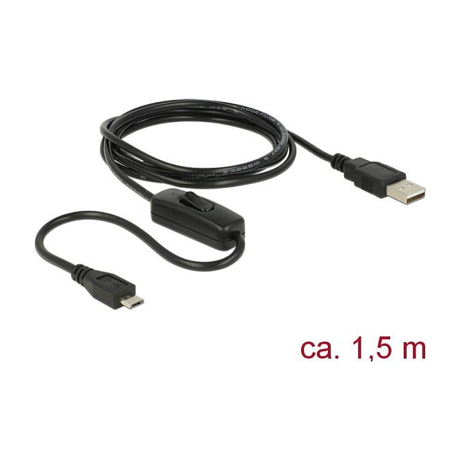Kabllo USB DeLOCK 84803, USB 2.0, USB-A në Micro-B, EASY-USB, 1.5 m - Zezë