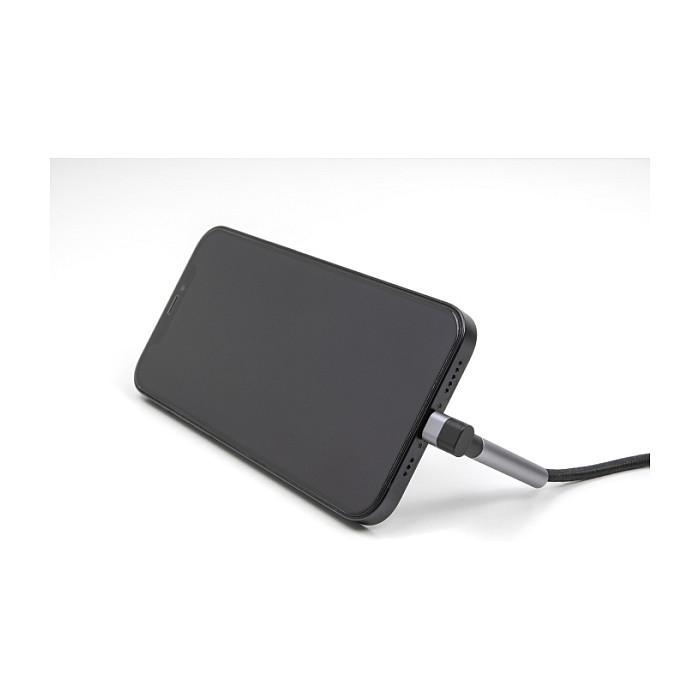Kabllo USB DeLOCK 85405, USB 2.0 Type-C mashkull në Lightning 8-pin mashkull, konektor Lightning i kënduar me funksion mbështetëse, MFi, deri në 3 A, 1,5 m - Zezë/Hiri - 2