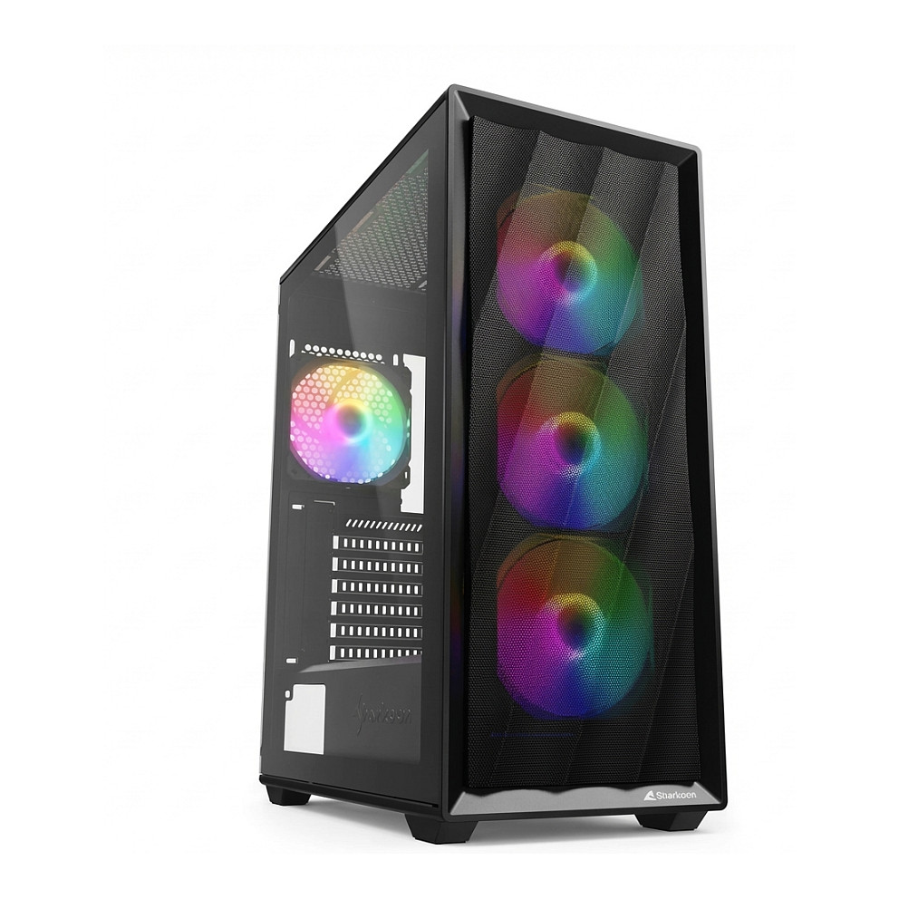 Kasë Sharkoon VK4 Rainbow ATX 1xGlass – Zezë - 1