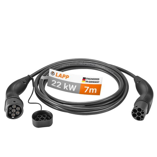 Kabllo për Karikim të Veturave Elektrike LAPP ÖLFLEX CHARGE 5555934007, Type 2 në Type 2, 22 kW, 32 A, 3-fazore, 7 m, IP55 – Zezë