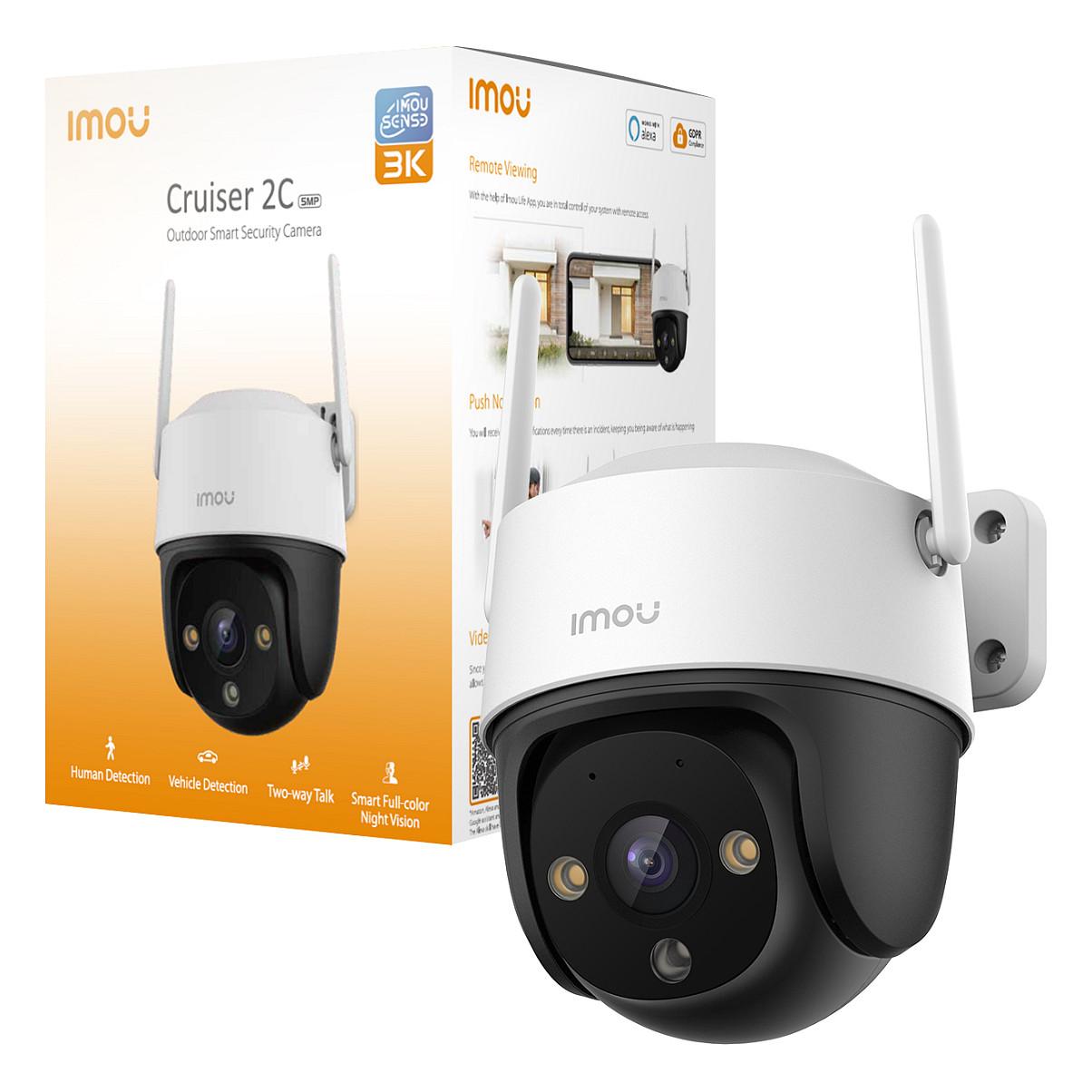 Kamerë Sigurie IP CCTV Imou Cruiser 2C 3K, 5MP, 3.6mm, 78°, 8× Zoom Dixhital, Pan 355°, Tilt 90°, Wi-Fi 6, IR 30m, AI, Audio 2-Kahëshe, Sirenë 110dB, MicroSD deri 256GB, IP66 - Bardhë - 2