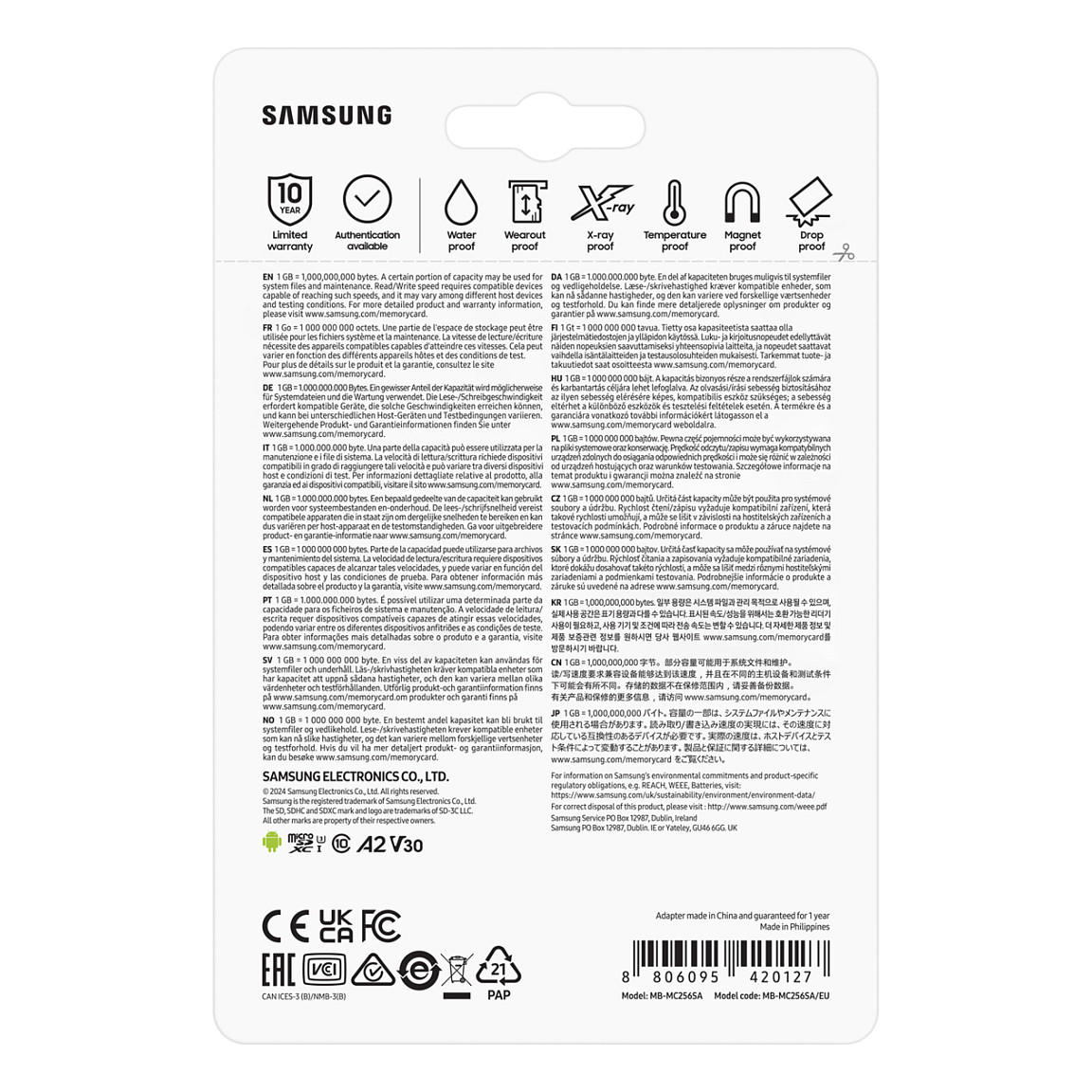 Kartë Memorie SD 256GB Samsung EVO PLUS microSDXC UHS-I U3 përfshirë adapterin SD - 9