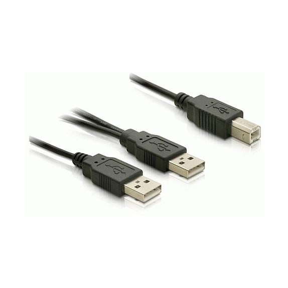 Kabllo USB DeLOCK 82394, USB 2.0 Type-B mashkull në 2x USB Type-A mashkull, 1 m - Zezë - 2