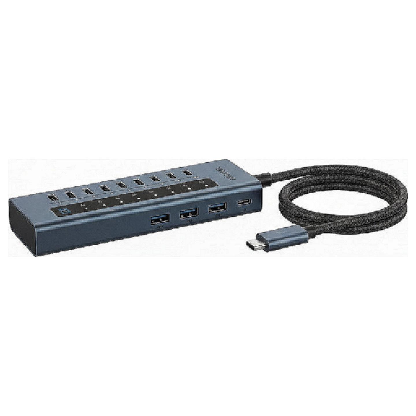  Hub ICY BOX IB-HUB1450-C31, 9x USB-C, USB 3.2 Gen 2, 10Gbps, Power Delivery 20W - Blu