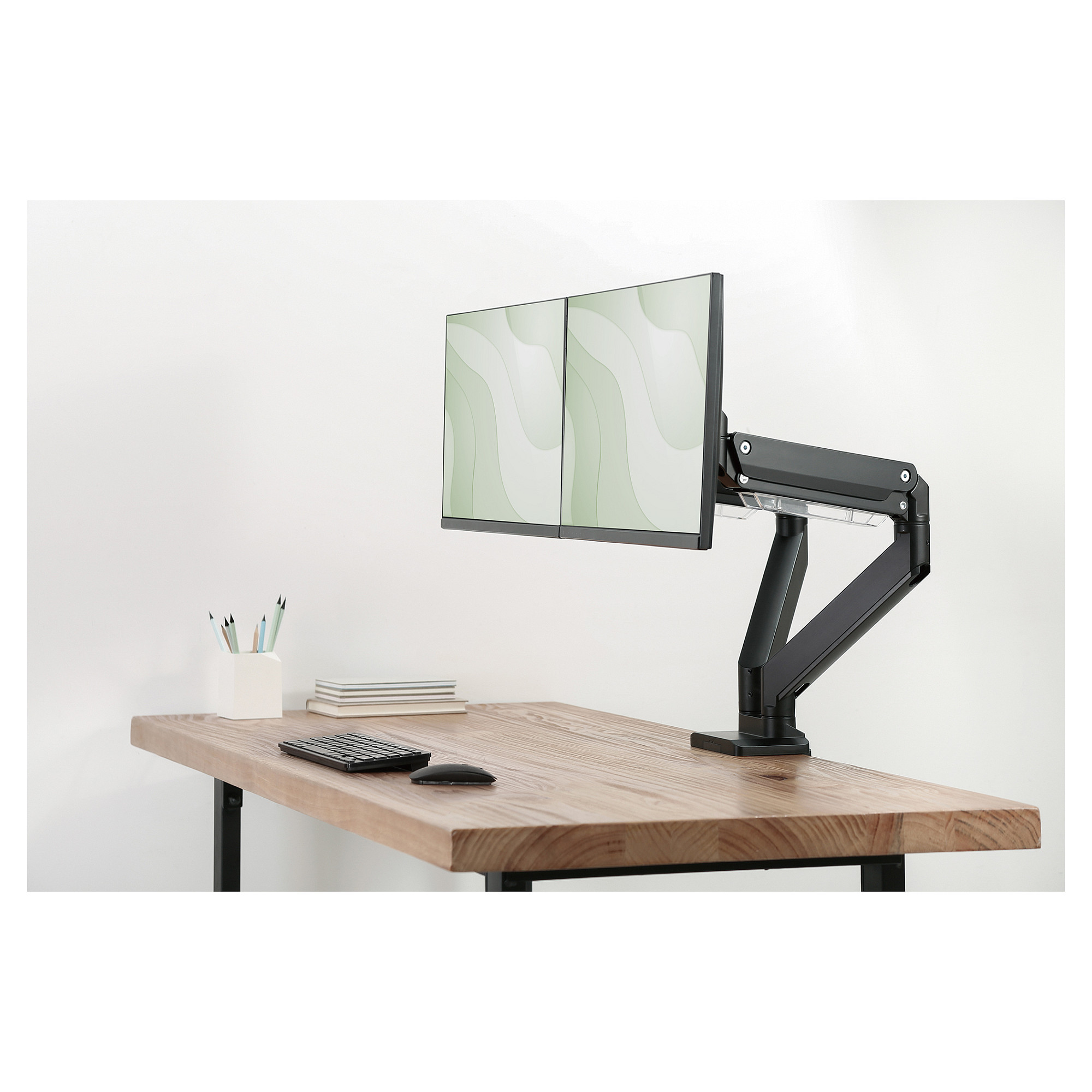 Mbajtëse për Monitor DIGITUS / 15″–35″ / deri në 30 kg / për 2 Monitorë / Lartësi të Rregullueshme / e Rrotullueshme / e Pjerrët - Zezë - 2