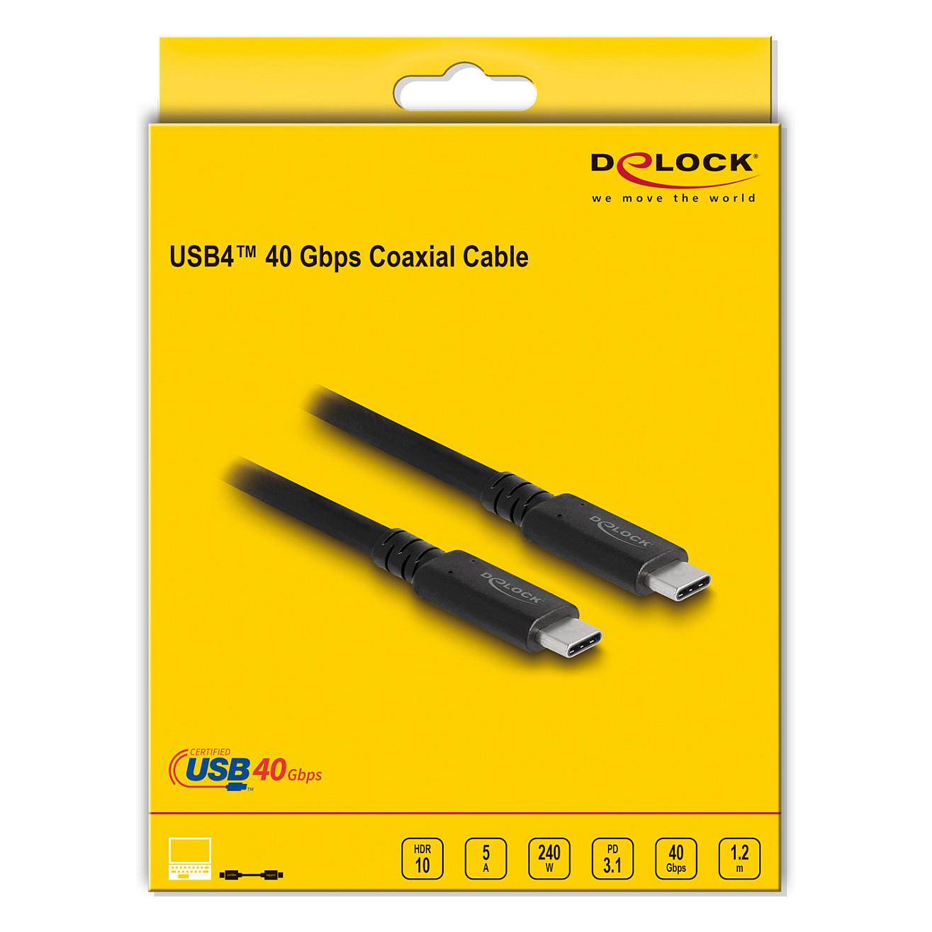 Kabllo USB DeLOCK 80009, USB-C në USB-C, USB4 40 Gbps, USB PD 3.1, 240 W, 1.2 m - Zezë - 3