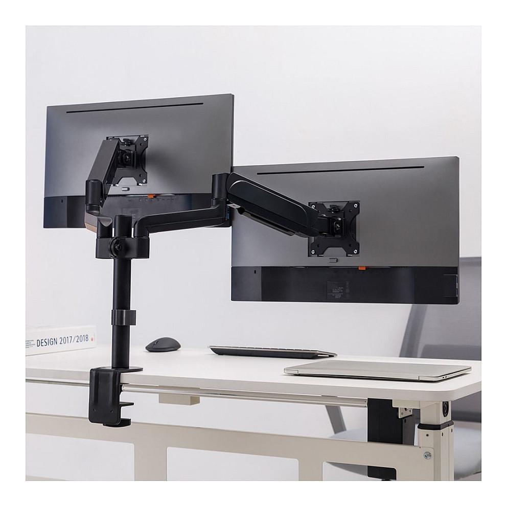 Mbajtëse për Monitor VALUE 17.99.1182 / 2 Monitorë / 17"-32" / 18kg / 4 Nyje / Clamp-Grommet / Tilt ±35° / Swivel ±90° - Zezë - 2