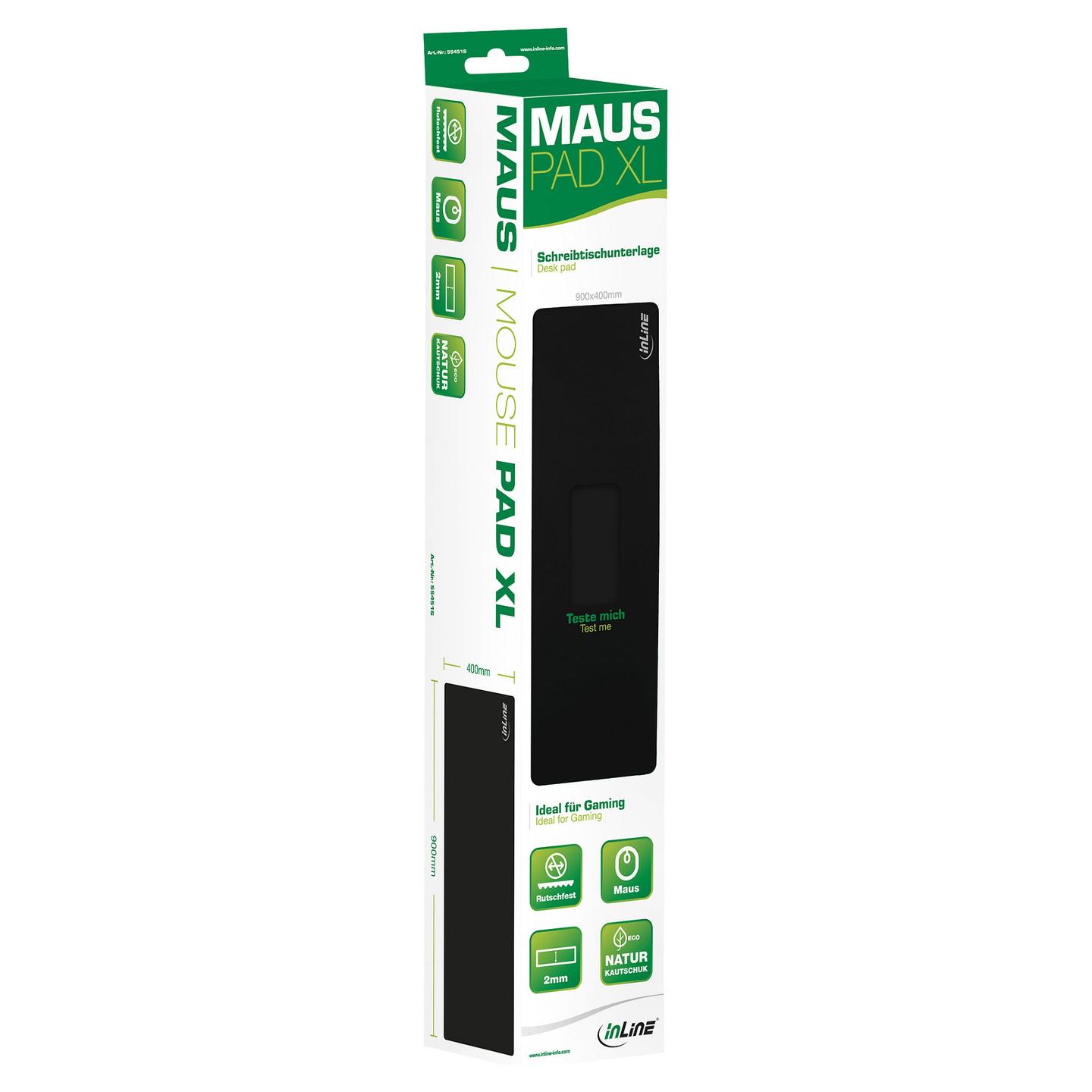 Mauspad InLine XL 55451S, 900 × 400 × 2 mm – Zezë - 4
