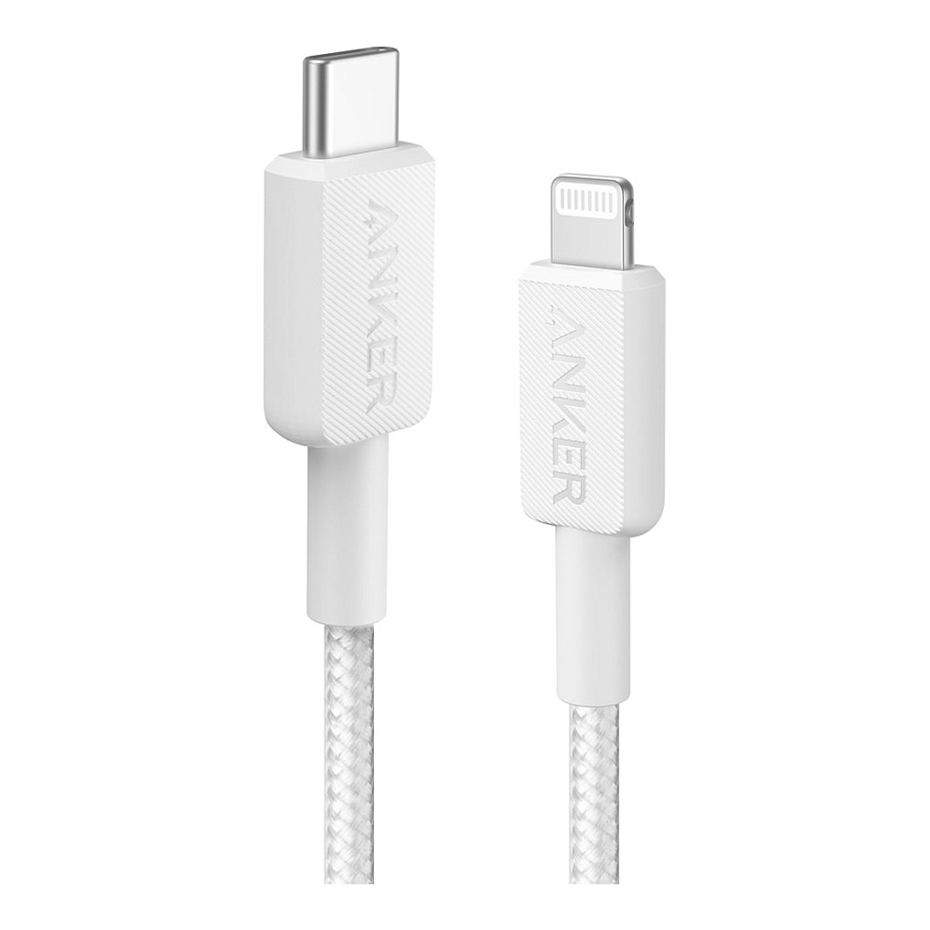 Kabllo USB Anker A81B6G21 / USB-C në Lightning / 30W / Najlon / 1.8m – Bardhë
