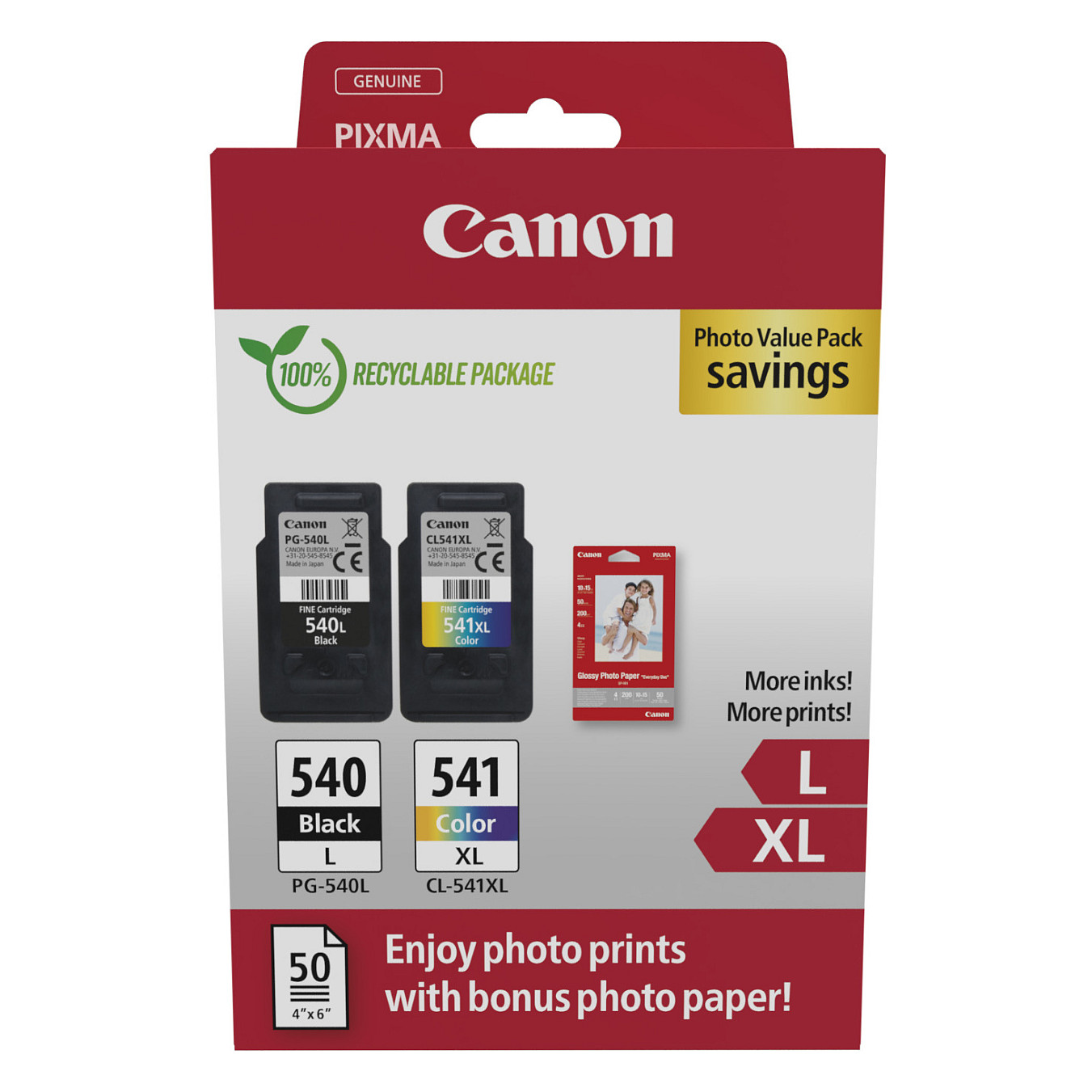 Toner Canon Tinte PG-540L/CL-541XL 5224B012 2er Pack (BK/Color) inkl. Fotopapier - 1