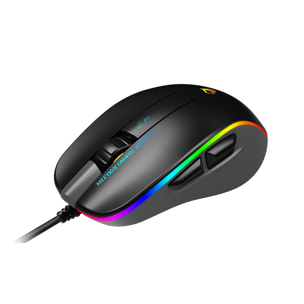 Maus Gaming Meetion GM23 2023 / Butona 5+1 / 12800CPI / Max.7000 fps / RGB / USB / e Zezë dhe Gri - 3