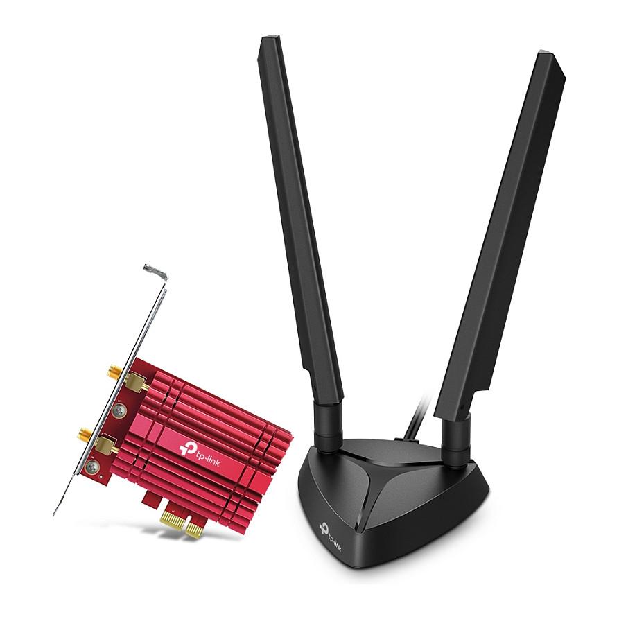 Kartë Rrjeti TP-Link Archer TXE75E, Wi-Fi 6E AXE5400, Tri-Band, Bluetooth 5.2, PCIe - Zezë/Kuqe