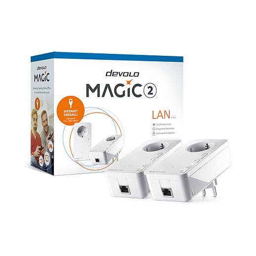 Power-LAN devolo Magic 2 LAN Starter Kit, 2400Mbps, G.hn, MIMO, 1× Gigabit Ethernet, 10/100/1000Mbps, Power Passthrough - Bardhë