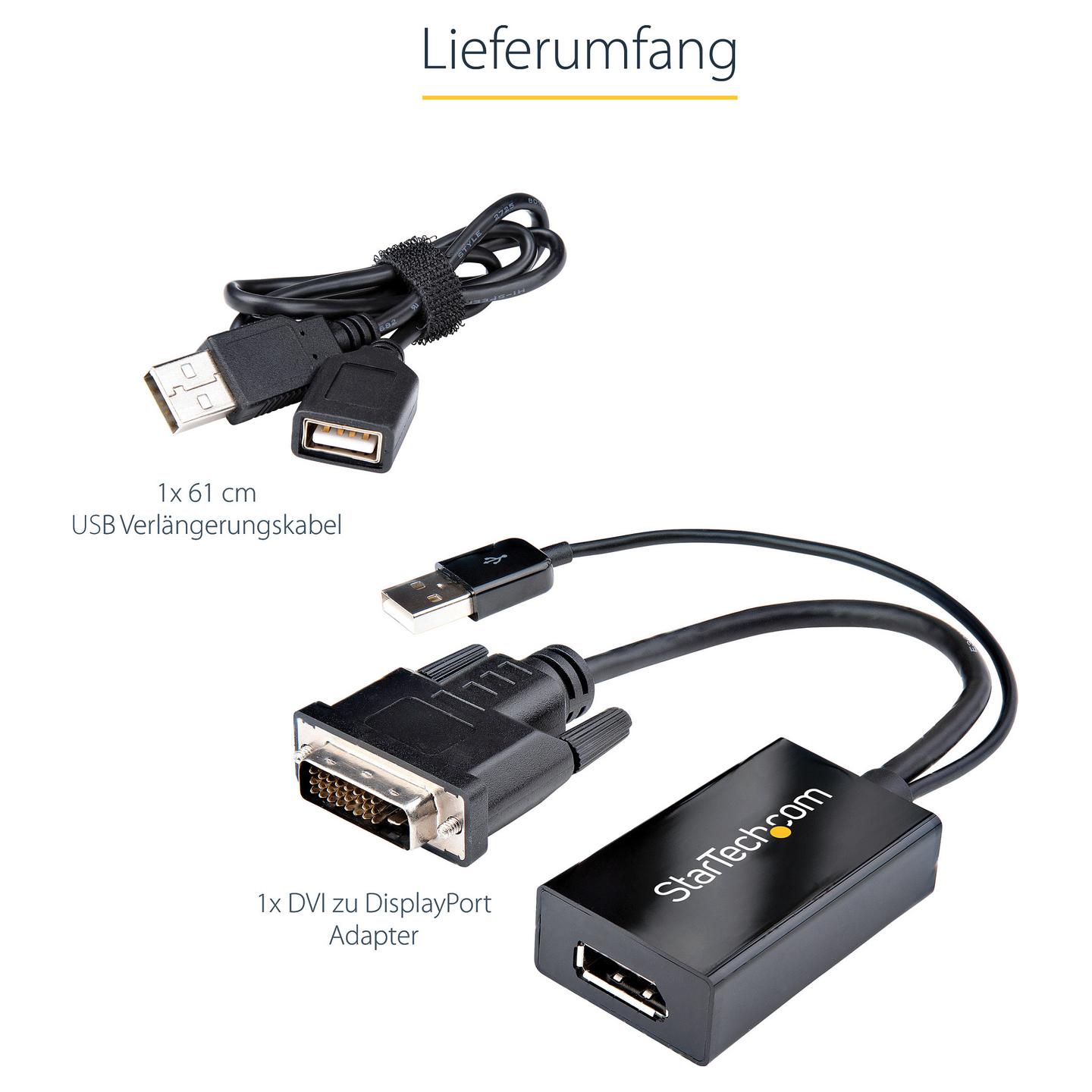 Kabllo DisplayPort StarTech.com DVI2DP2 / DVI-D në DisplayPort / 1920×1200 60Hz - Zezë - 15