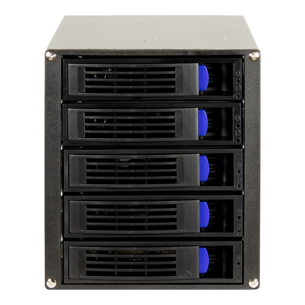 Këllëf për disqe Inter-Tech ST-5255, 5-Bay, 2.5"/3.5", SATA/SAS, Hot-Swap, 3x 5.25" - Zezë - 2