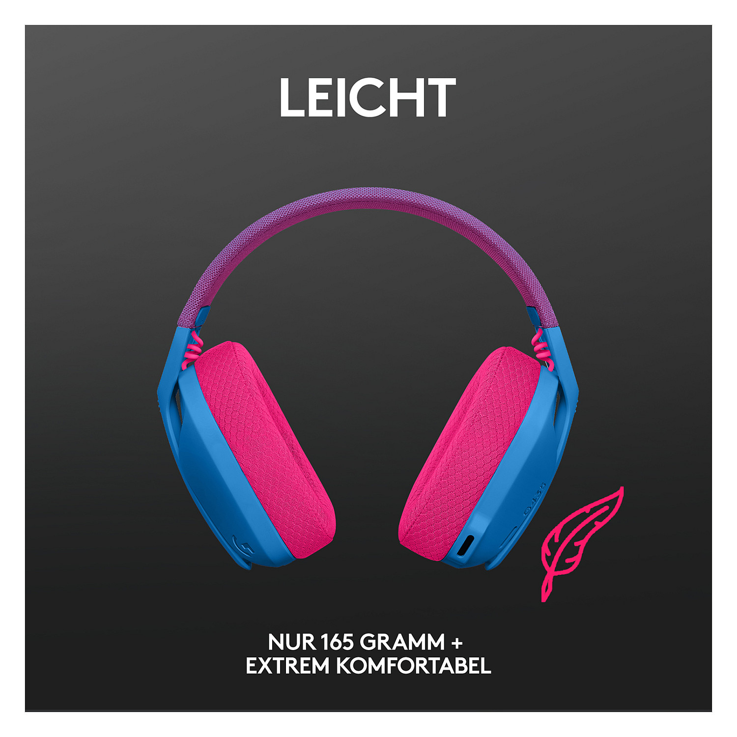 Kufje Gaming LOGITECH Lightspeed G435 / Bluetooth / Discord Certified / Blu - Pink - 13
