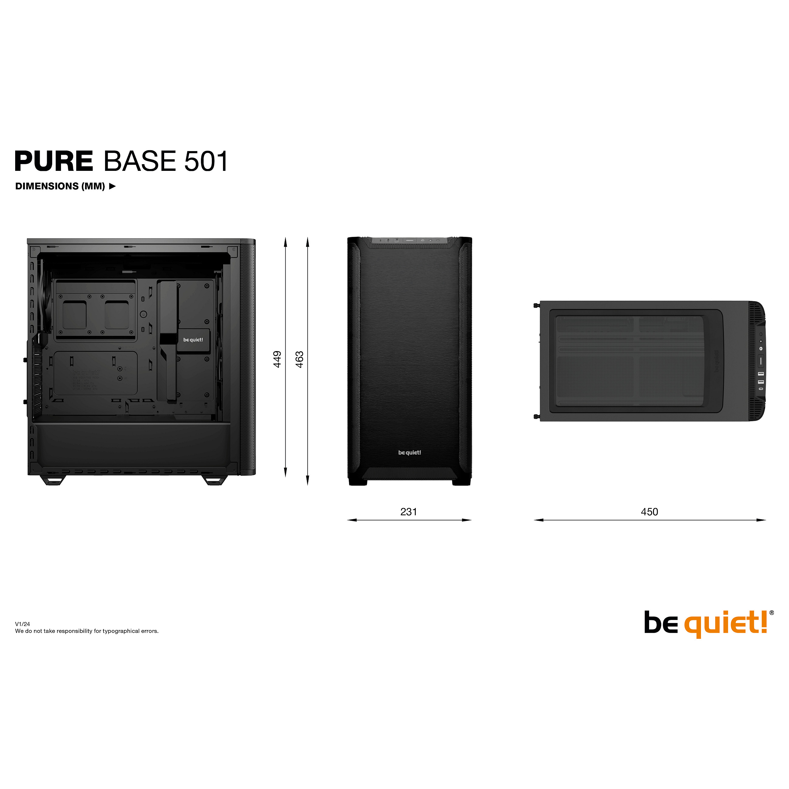 Kasë Midi be quiet! PURE BASE 501 – Zezë - 8