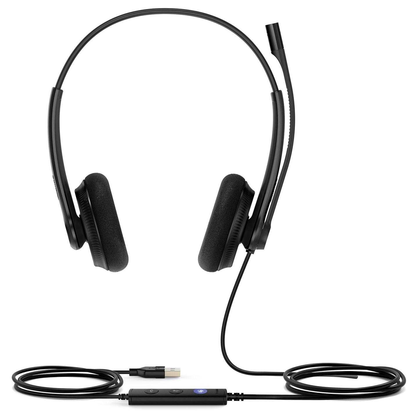 Kufje me kabllo Yealink UH34 Lite Dual Teams / USB-A / Stereo / 28mm / Microsoft Teams / Mikrofon me reduktim të zhurmës - Zezë