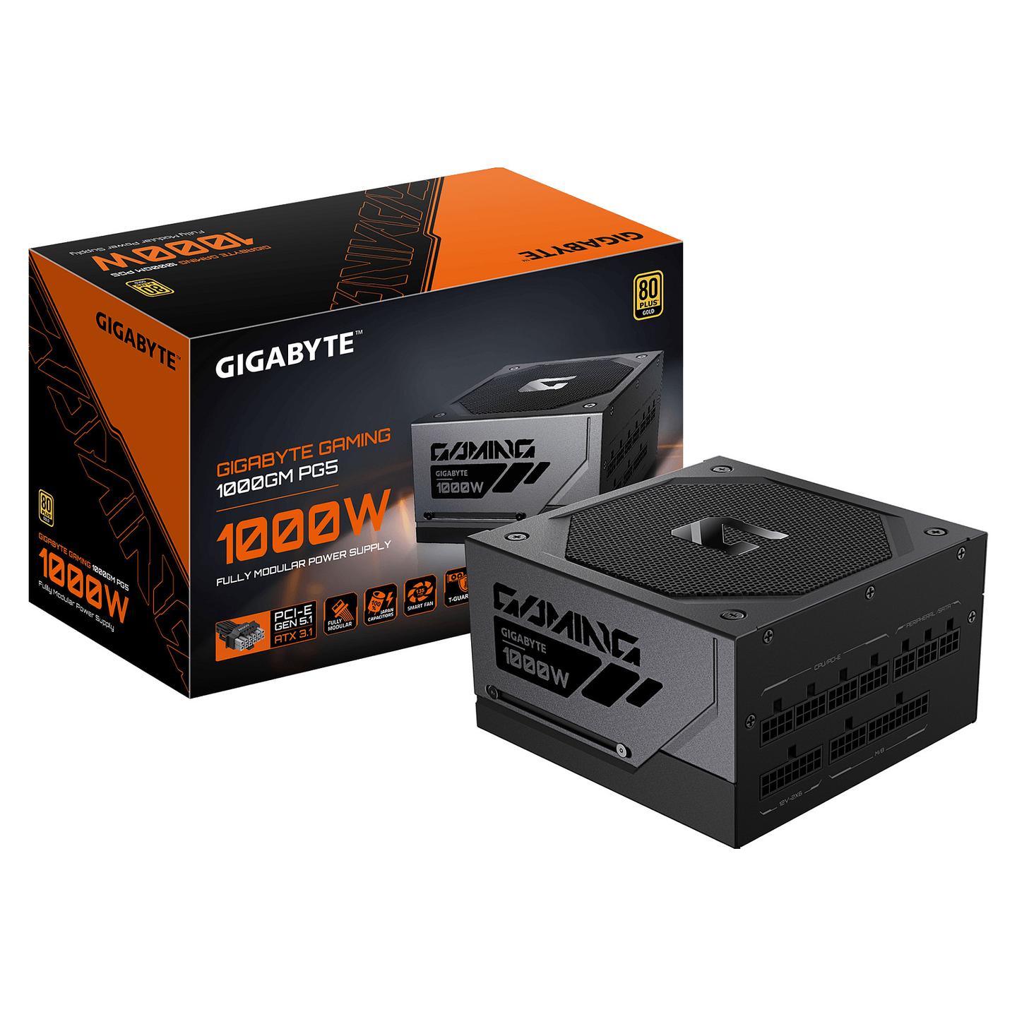 Furnizues Energjie GIGABYTE GAMING 1000GM PG5 / 1000W / ATX / Full Modular / PCIe 5.1 / ATX 3.1 – Zezë