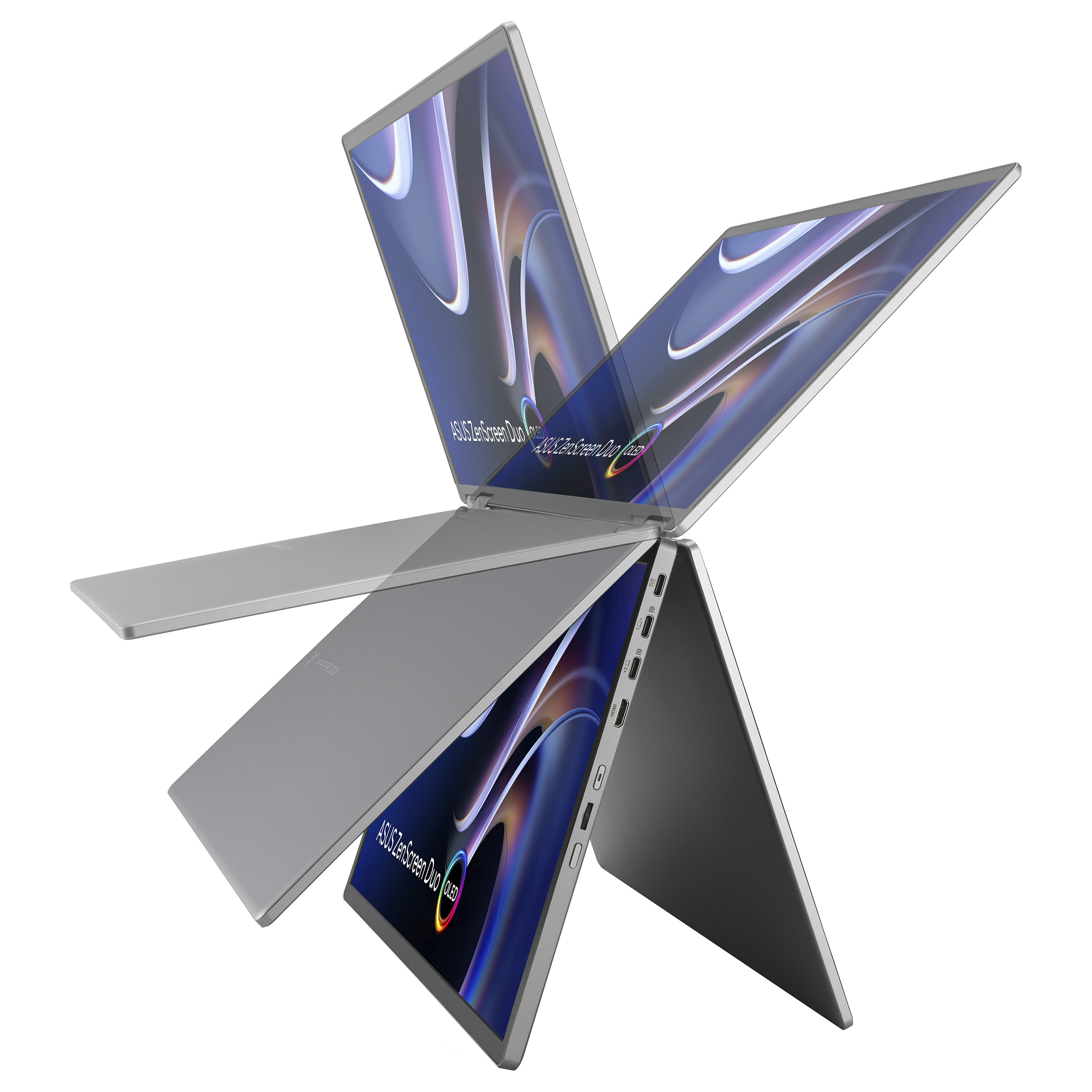 Monitor ASUS ZenScreen Duo OLED MQ149CD / 14″ x2 / WUXGA OLED / 60Hz / 1ms / 2× USB-C + Mini-HDMI - Argjendi - 9