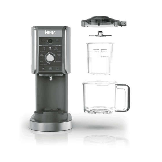 Makine për Akullore SharkNinja Ninja Creami Deluxe / NC502EU / 10 Programe / 709ml / Creamerizer / Dy Motorë – Zezë/Argjend