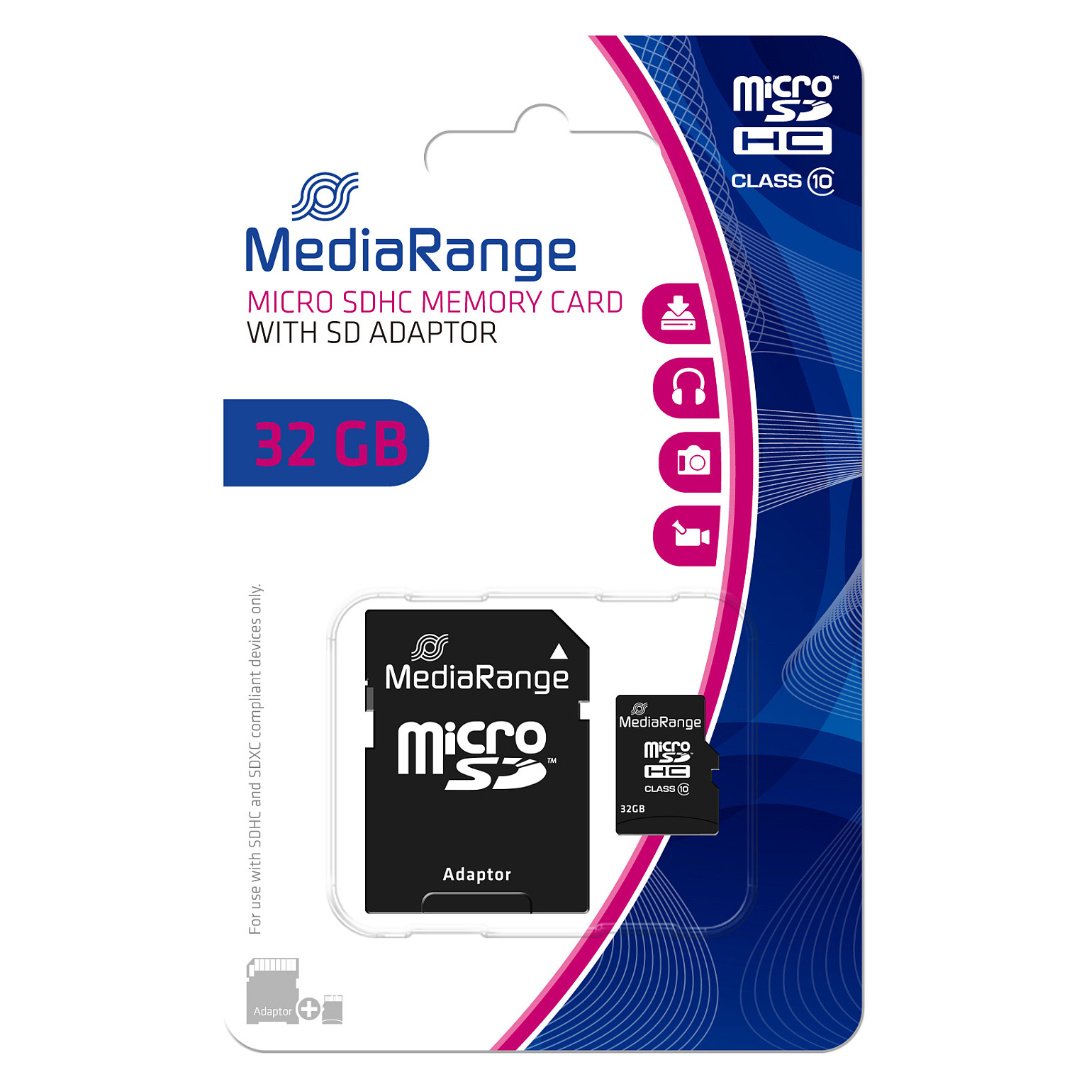 Kartë Memorie SD CARD 32GB MEDIARANGE MicroSDHC Class 10 45 MB/s 15 MB/s - 1